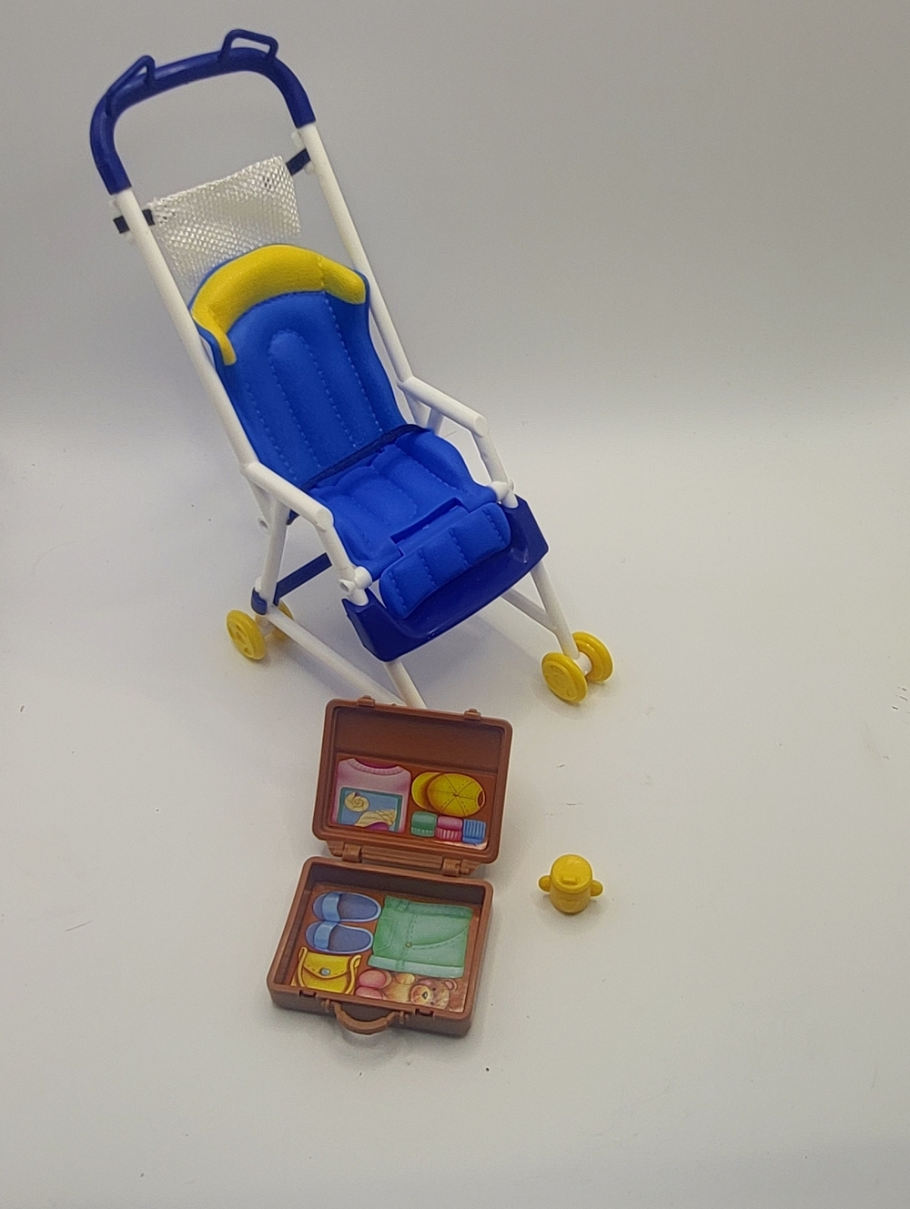 Vintage Fisher Price Loving Family Stroller Suitcase Travel Bag Cup Set